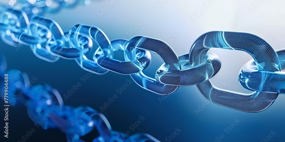 Poster abstract representation of interlinked chains, symbolizing connection, strength, and unity