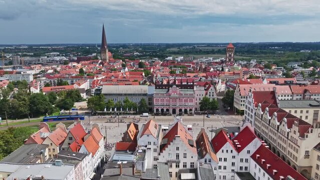 Aerial view of the city of Rostock, northern Germany