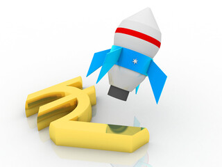 3D illustration Rupee currency growth concept