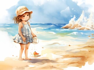 children playing on the beach