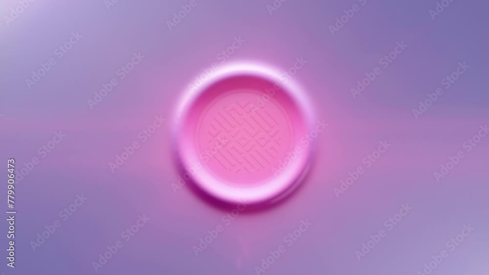 Fototapete 3d rendering loop animation of pink button on a light background 4K