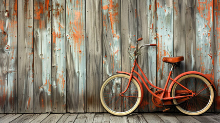 A vintage beach bike leaning against the wooden boards of the boardwalk, waiting for its next ride. - Powered by Adobe