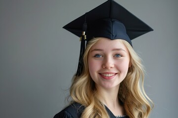 A joyful blonde student celebrating graduation