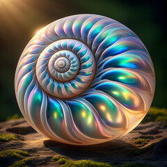 nautilus shell on the beach