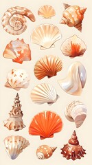Diverse Seashell Collection Showcasing Captivating Coastal Designs and Patterns