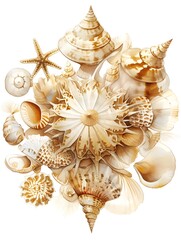 Intricate Seashell Arrangement Showcasing Coastal Elegance and Natural Beauty