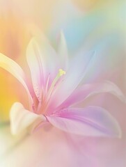 Soft Pastel Lily Flower Dreamy Artwork