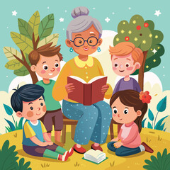 grandmother-reading-story--illustration-of-kids-li