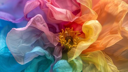 Multicolored Organza Fabric Rose Close-Up