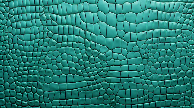 Turquoise green texture of crocodile leather background
