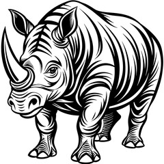 Naklejka premium rhino isolated on white vector illustration