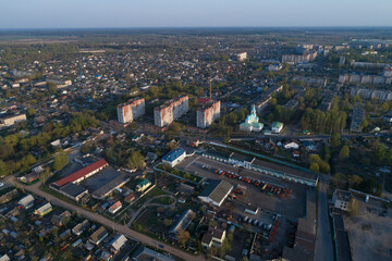 Panoramic landscape of modern Polotsk on a May morning. Belarus