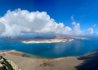 La Graciosa, vom Mirador del Rio auf Lanzarote aus gesehen