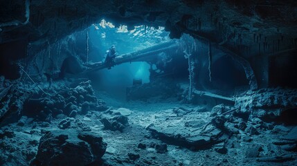 A diver in an underwater cave loses consciousness.
