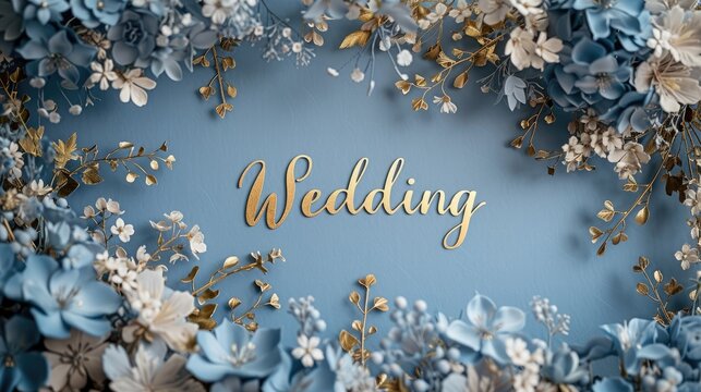 Romantic allure: captivating wedding invitation card adorned with text wedding, blending elegance and sentiment in beautiful design, perfect for announcing and inviting to joyous celebration of love.