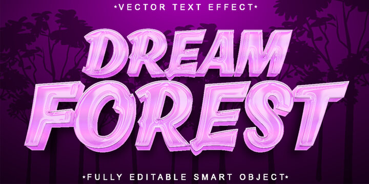Cartoon Soft Pink Dream Forest Vector Fully Editable Smart Object Text Effect