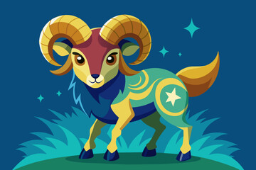 Aries horoscope sign in twelve zodiac. 