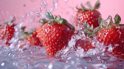 Photo of several strawberries surrounded by water.