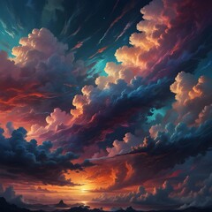 A huge colorful painting of the sky and cloud - obrazy, fototapety, plakaty