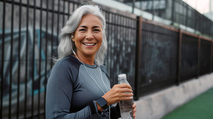 A mature woman exercise sport jogging runner concept

