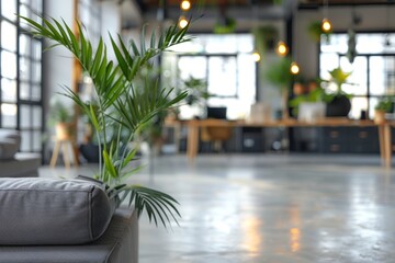 Modern office space with plants and bright rooms for startup work perfect environment simple minimalism corridor room individual workplace green and sustainable