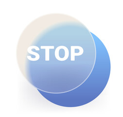 Glassmorphism stop icon in isolated background.