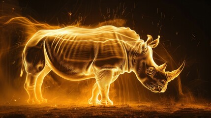 Glowing rhino graphics - obrazy, fototapety, plakaty