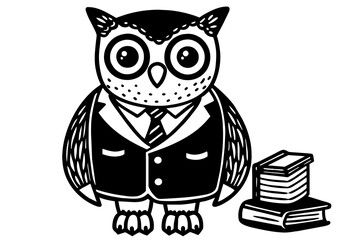 cute-owl-schoolboy-he-has-a-sweet-expression vector illustration 