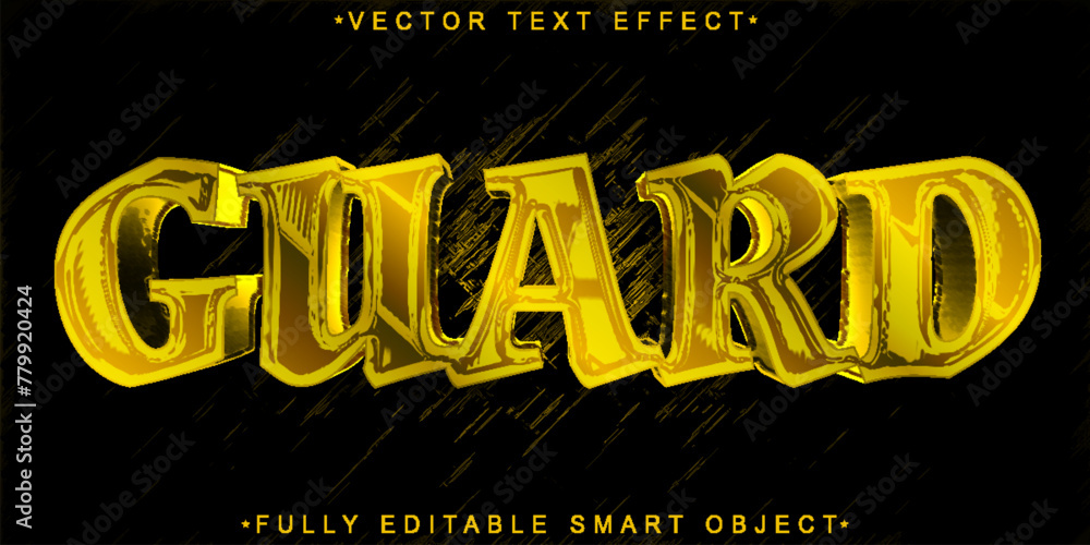 Poster golden legendary hero guard vector fully editable smart object text effect