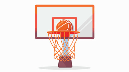 Orange Basketball ball and basket icon isolated on white