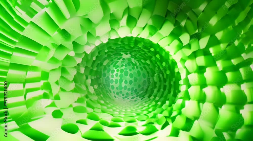 Leinwandbilder abstract 3d twisted portal square tunnel or wormhole digital background with connected green dots 3d