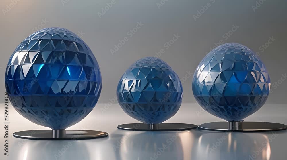 Poster abstract blue sphere with connecting dots wireframe technology sphere big data visualization 3d rend