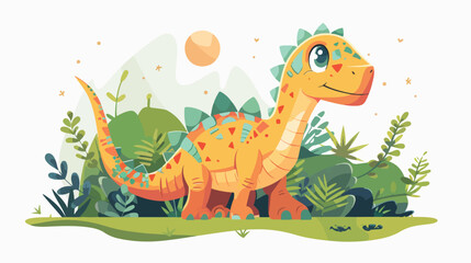 PapaSaur Cute dinosaur Vector illustration flat vector