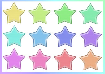 Obraz premium カラフルな星のアイコンセット9