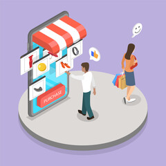 3D Isometric Flat Vector Illustration of Online Shopping, Internet Shop