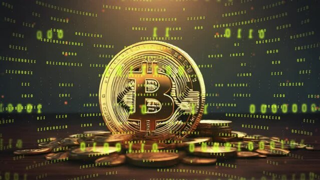 Bitcoin cryptocurrency movement shot by coding