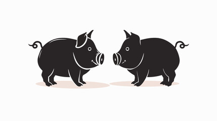 Piggy money savings on black and white colors flat vector