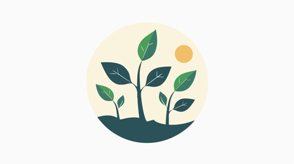 Plant logo buds circle illustration vector design flat