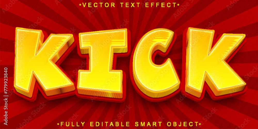Poster fighter kick vector fully editable smart object text effect