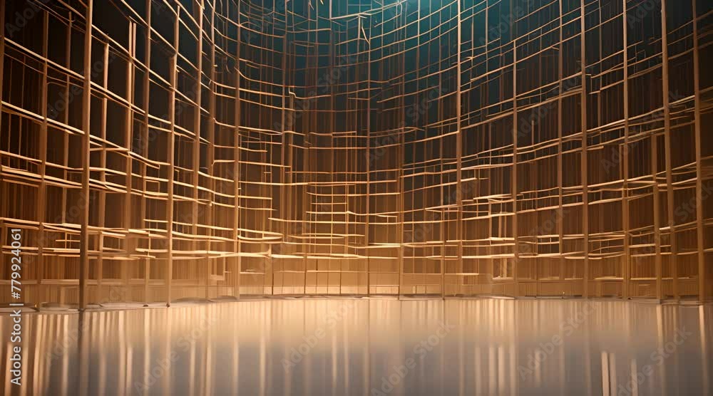 Leinwandbilder perspective grid background network connection structure abstract wireframe landscape abstract mesh 