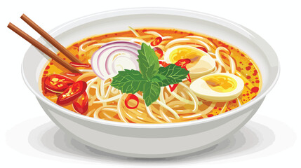 Rendering Laksa or fish noodle soup 