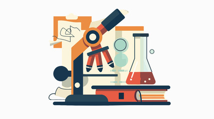 Research and observation icon concept flat vector isolated