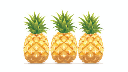 Ripe pineapple symbol of summer refreshment icon isolated