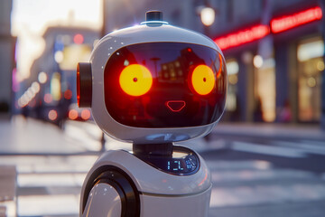 Fototapeta premium Robot policeman in the city