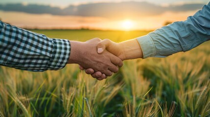 a close-up of a handshake in a field