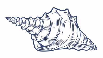 Rock shell pixel perfect linear icon. Exotic seashell - obrazy, fototapety, plakaty