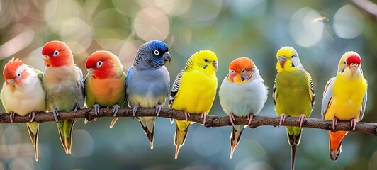 a group of birds sitting on a branch - Powered by Adobe