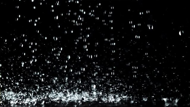 Super slow motion drops of water on a black background. High quality FullHD footage