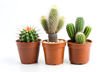 Cacti in a pot isolated on a white background.