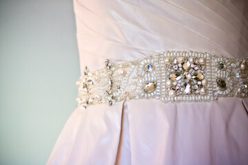 Silk wedding gown bead detail